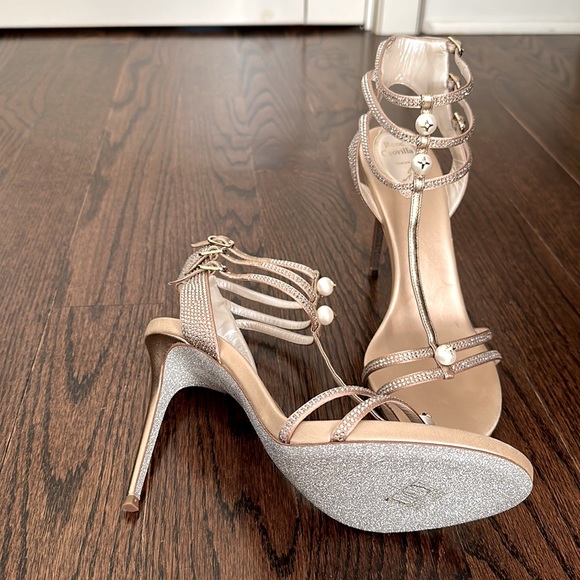 RENÉ CAOVILLA Pearly T-Strap Leather Sandals in Beige Size: 11 | IT 41 - Picture 8 of 16